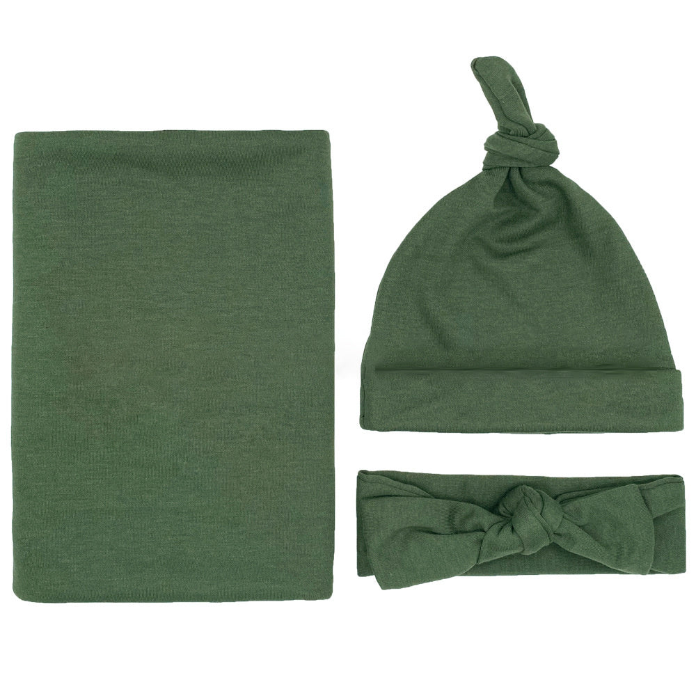 Baumwoll-Babydecke mit Stirnband und Mütze Set