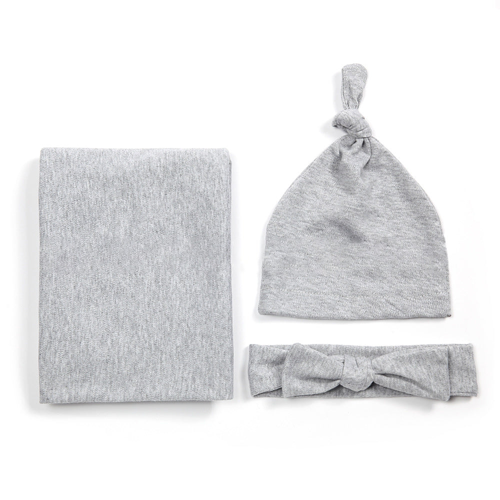 Baumwoll-Babydecke mit Stirnband und Mütze Set