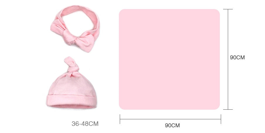 Baumwoll-Babydecke mit Stirnband und Mütze Set