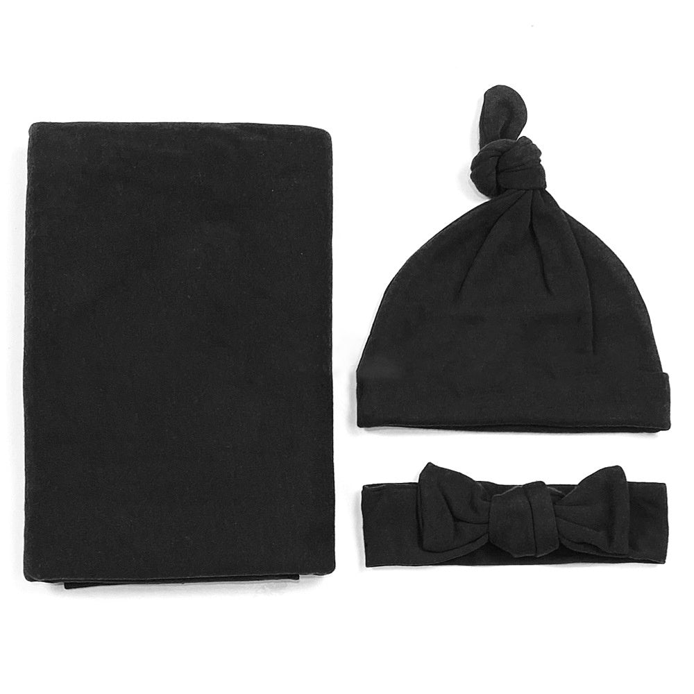 Baumwoll-Babydecke mit Stirnband und Mütze Set