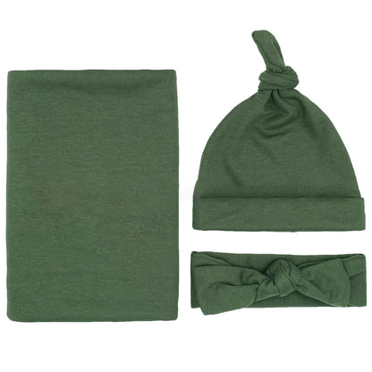 Baumwoll-Babydecke mit Stirnband und Mütze Set