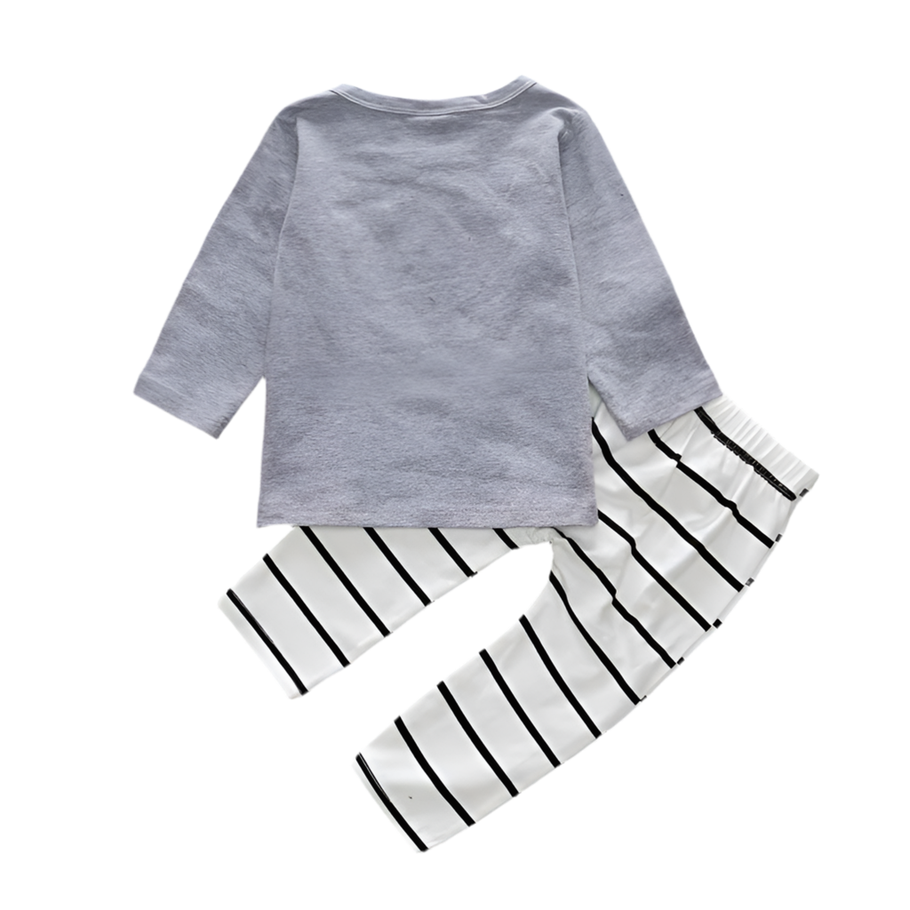 Babykleidung Langarm T-Shirt Buchstabendruck Gestreifter Anzug