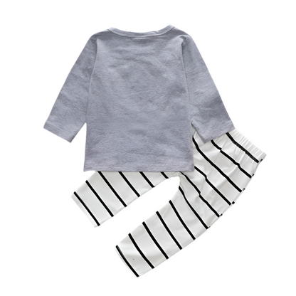 Babykleidung Langarm T-Shirt Buchstabendruck Gestreifter Anzug